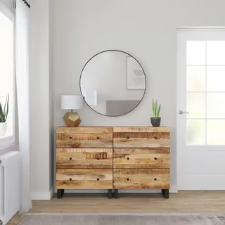 vidaXL Sideboards 2 Stk. 60x33x75 cm Raues Mangoholz - Braun