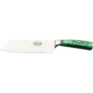 Rockingham Forge Sunrise Collection Emerald smaragd 7” Santokumesser mit hochwertiger Klinge aus X40Cr13 Edelstahl und Griff aus Harz, Japanisches Messer, Grün