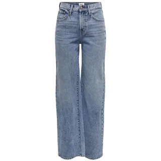 ONLY Damen Straight Leg Denim Jeans | High Waist Gerade Weite Hose | Wide Vintage Pants ONLHOPE, Farben:Blau, Größe:30W / 32L