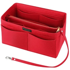 Ropch Handtaschen Organizer, Filz Taschenorganizer Bag in Bag Innentaschen Handtaschenordner mit Abnehmbare Reißverschluss-Tasche und Schlüsselkette (Rot, XL)