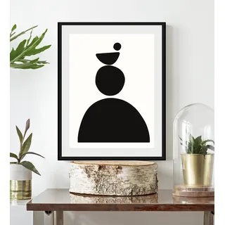 LeGer Home by Lena Gercke Bild "Black is Beautiful III", Abstrakt Kunst Modern Schwarz-Weiß 1 Stk. tlg. HD Premium Poster-Druck inkl. Holzrahmen, farbe rahmen: schwarz, farbe bild(er): weiß