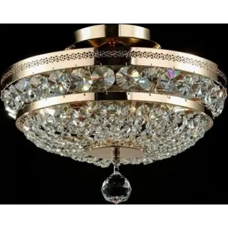 Casa Padrino Barock Kristall Decken Kronleuchter Gold 32 x H 23,5 cm Antik Stil - Möbel Lüster Leuchter Deckenleuchte Deckenlampe - Gold