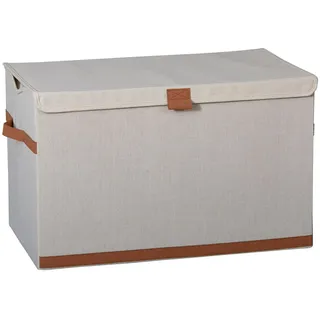 LOVE IT STORE IT Premium Große Aufbewahrungsbox mit Deckel - Truhe für Wohnzimmer - Aus hochwertigem Stoff - Extra stabil - Beige - 62x37,5x39 cm