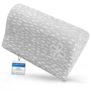 sositex | 1 Premium Kissen für Sauna, Hängematte, Strand, Nackenstütze, Reisekissen | Design: Wave | Maße: 30 x 20 cm, Bezug100% Leinen, Polster PUR (Grey/White)