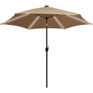 vidaXL Sonnenschirm mit LED-Beleuchtung und Alu-Mast 300 cm Taupe - Taupe