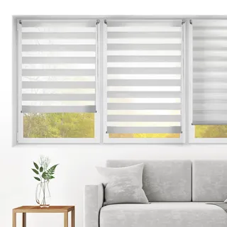 Blindecor - Indus doppelrollo klemmfix ohne bohren - duo rollo klemmfix Silbergrau - 90 x 220 cm (Breite x Länge) Stoffgröße 87 x 215 cm