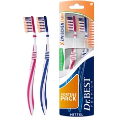 Dr.BEST X-Zwischenzahn Zahnbürste im Doppelpack, mittel (2 Stück), für eine bessere Reinigung der Zahnzwischenräume* *In Labortests verglichen mit einer Zahnbürste mit Flachschnitt