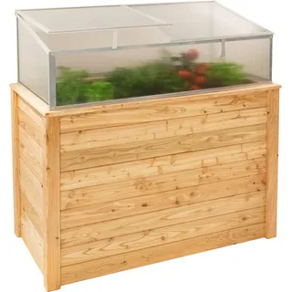 Westmann Klassik Plus 100 Lärchenholz Hochbeet mit Frühbeetaufsatz - Braun