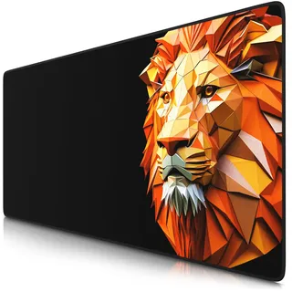 TITANWOLF - XXL Speed Gaming Mauspad 900 x 400mm - XXL Mousepad - Tischunterlage Large Size - verbessert Präzision und Geschwindigkeit - Polygon Lion