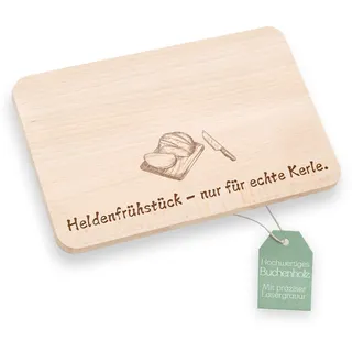 ABENTEUERNAH Geschenk Mann, Frühstücksbrett Personalisiert, Brotzeitbrett mit Gravur, Geburtstagsgeschenk Mann, Vesperbrett, Abenteuernah (Heldenfrühstück)