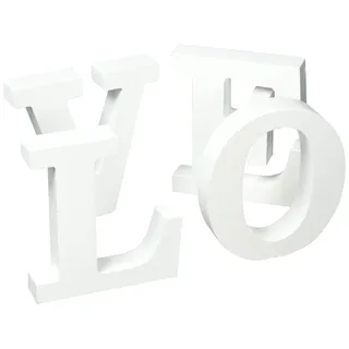 Rayher MDF-Buchstaben „Love“, MDF-Schriftzug, weiß, Höhe 11 cm, Stärke 2 cm, Gesamtlänge des Wortes ca. 44,5 cm, 3D-Buchstaben Love, zum Stellen, 62776000