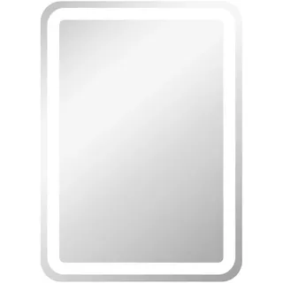 Homcom Badspiegel, 50 x 70 cm LED Badezimmerspiegel mit 3 Lichtfarben, Wandspiegel mit Touch-Schalter, Lichtspiegel mit Anti-Beschlag, IP44 - Silber Glas, 50x4x70 Badezimmer, Badspiegel