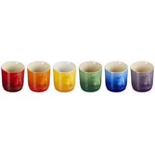 LE CREUSET Steingut-Regenbogen-Set mit 6 Cappuccino-Tassen