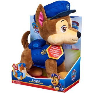 Paw Patrol Interaktives Plüschtier Chase - mit wedelndem Schwanz, 20+ Geräuschen und Musik, ca. 32 cm, ab 3 Jahren