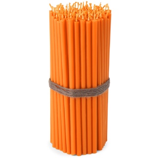 NKlaus - 100x Stabkerzen orange Tropffrei Rußfrei dünn L 16cm Premium Paraffinwachs 36109