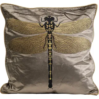 Kare Design Kissen Glitter Dragonfly, Braun, Abnehmbarer Bezug mit Reisverschluss, mit Füllung, Dekokissen, Zierkissen, Wohnaccessoire, Bezug in Samtoptik, 40x40 cm (H/B)