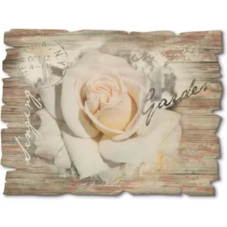 ARTland Artland, Holzbild »In Buchstaben - Rose Blumen, (1 St.), weiß