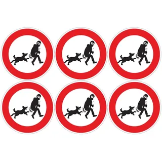 Ambiance Sticker Selbstklebendes Hinweisschild für Hunde, laminiert, laminiert, wasserfest und UV-beständig – Achtung vor dem Hund je Monte la Garde rund – 6 Aufkleber à 20 cm ⌀