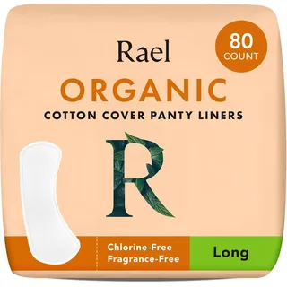 Rael Slipeinlagen Damen Bio-Baumwollüberzug (Lang, 80 Stück) | Leichte Saugstärke, Atmungsaktiv, Duftstofffrei, Chlorfrei, Hypoallergen, Vegan & Tierversuchsfrei, Diskreter Schutz
