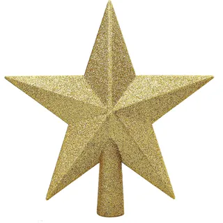 Aneco 4 Zoll Glitzer Mini Weihnachtsbaumspitze, bruchsichere kleine Weihnachtsbaum Dekoration Baumspitze für Festliche Ornament oder Heimdeko, Gold