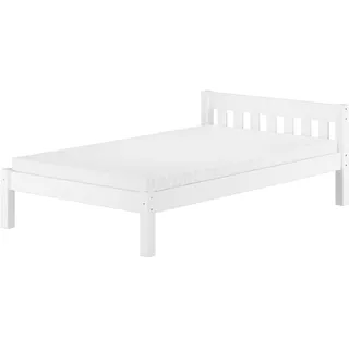 Futonbett weiß Einzelbett 120x200 Kiefer Massivholz Zubehör wählbar V-60.38-12WRollrost und Matratze inkl. - Weiß