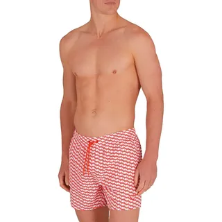 Emporio Armani Herren-Badehose mit aufgedrucktem Muster, 10,2 cm, Weiß/Rot, XXL