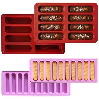 2 Stück Müsliriegel Backform Silikonform 8 Mulden Antihaft Form Rechteckige Energieriegel Silikon Backform für Schokolade Brotbrot Muffin Brownie Käsekuchen (Ochsenblutrot) (Ochsenblutrot)