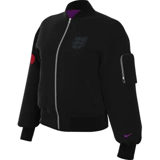England Essential Nike Football Bomberjacke Im Oversize-Look Für Damen, Schwarz/Vivid Purple/Vivid Purple, HJ4435-010, XS