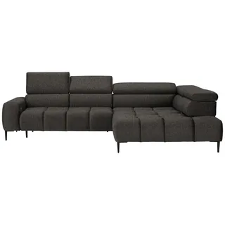 Welnova Ecksofa , Graubraun , Textil , Uni , Ottomane rechts, L-Form , 300x216 cm , Made in Eu , Typenauswahl, Stoffauswahl, seitenverkehrt erhältlich, Hocker erhältlich, Rücken echt , Wohnzimmer, Sofas & Couches, Wohnlandschaften, Ecksofas