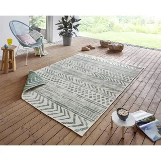 Northrugs Teppich »BIRI Wendeteppich«, rechteckig, 5 mm Höhe, In-& Outdoor, Wetterfest, Balkon, Läufer, Wohnzimmer, Wasserfest, Boho NORTHRUGS creme/grün B: cm 1 St.