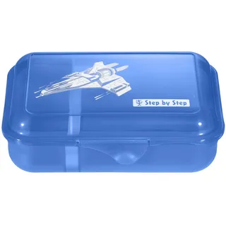 Step by Step Lunchbox „Starship Galactus“, blau, mit Trennwand und Klickverschluss, spülmaschinenfest, BPA-frei, für Schule und Kindergarten, für Jungen, 0,9 Liter