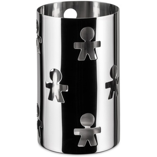 Alessi Girotondo AKK09 - Design Grissinibehalter mit Durchbrochener Dekoration, Edelsthl, Poliert, Silber, 9 x 9 x 15 cm