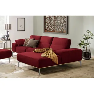 W.Schillig Ecksofa »run, Designsofa mit tollem Sitzkomfort, bequem, L-Form« mit elegantem Holzsockel, Füße in Silber matt, Breite 279 cm, rot