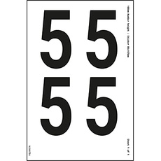 Ein Zahlenblatt – 5 – 18 mm Zahlenhöhe – 300 x 200 mm – selbstklebendes Vinyl