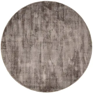 Theko Viskoseteppich Star 150x150 cm , Grau , Textil , Uni , Rund , 150x150 cm , Teppiche und Böden, Teppiche, Webteppiche