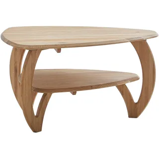 Linea Natura Couchtisch , Eichefarben , Holz , Wildeiche , massiv , Freiform , C-Form , 60x50x90 cm , Wohnzimmer, Wohnzimmertische, Couchtische, Couchtische rund