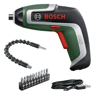 Bosch IXO 7 Flexi-Set ohne Akku + Ladegerät + Schrauberbits + Winkelaufsatz + Bohrer + Holstertasche + magnetischer Bithalter