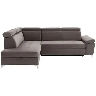 Carryhome Ecksofa , Taupe , Textil , Ottomane links, L-Form , 206x271 cm , Stoffauswahl, Liegefunktion, seitenverkehrt erhältlich, Rücken echt , Wohnzimmer, Sofas & Couches, Wohnlandschaften, Ecksofas mit Schlaffunktion