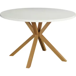 Mid.you Esstisch , Weiß , Metall, Holzwerkstoff , rund , eckig , 120x76x120 cm , Esszimmer, Esstische, Esstische rund