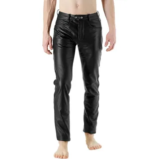 Bockle® BoB No Ass Bag Lederhose Lederjeans Echtleder Herren Leder, W40/L36 - Schwarz
