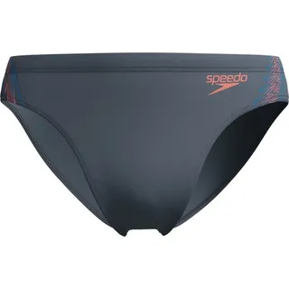 Speedo Hyperboom Splice Badeslip - Grey Lead / Neon Coral - UK 32