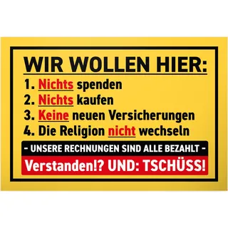 DankeDir! Wir wollen nichts spenden - 30 x 20 cm Schild - Wanddeko Haustüre lustiger Spruch Spruchschild Geburtstagsgeschenk Wandschild Türschild - Kollegen Freunde Geschenkidee Geschenk