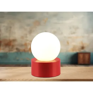 LED Nachttischlampe Rot Fensterbank mit Touch dimmbar Kugel Glas Weiß Ø 12cm