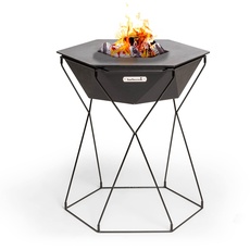 barbecook Feuerschale und Grillplatz Rila im Garten zusammen um das Feuer Grillen mit Ø 75 cm Grillfläche, 71 cm Höhe, Schwarz