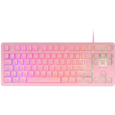 Mars Gaming MK023, Gaming Tastatur TKL, Hybrid H-Mech Technologie, FRGB Regenbogenbeleuchtung, Anti-Ghosting, Universelle Kompatibilität, Rosa, Spanische Sprache