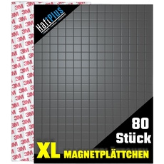 HaftPlus - Magnetplättchen selbstklebend mit 3M Klebekraft - 80x Klebemagnete für Kühlschrank, Tafel, Büro - Starke Lösung für Bilder, Fotos, Papier & mehr, 20x20mm