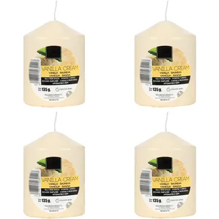 4 Stück Duftkerze Duft Vanillecreme, Beige Stumpenkerzen 7x5.7cm, Duft Stabkerzen 24 Stunden Verbrennung
