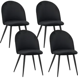 Albatros Esszimmerstühle mit Samt-Bezug 4er Set CAPO, Schwarz - Stilvolles Vintage Design, Eleganter Polsterstuhl am Esstisch - Küchenstuhl oder Stuhl Esszimmer mit hoher Belastbarkeit - Schwarz