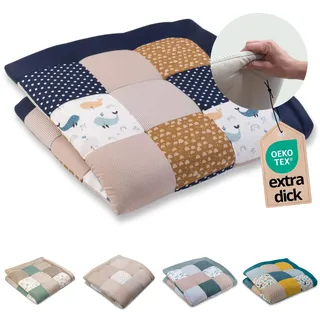 ULLENBOOM Krabbeldecke für Baby 140x140 cm - Dick und weich gepolstert | Außenmaterial: 100% Baumwolle, Alle Materialien OEKO-TEX zertifiziert, Made in EU, Schadstoffgeprüft und waschbar