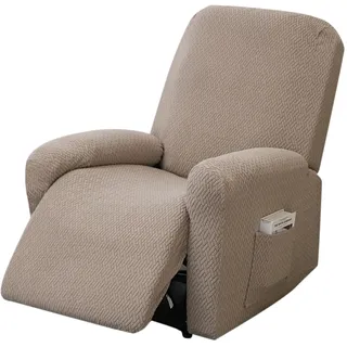 OUGPIU 4-Teilig All-Inclusive Sesselbezug,Sesselschoner für Fernsehsessel,Stretchhusse für Relaxsessel, Sesselschoner für Relaxsessel,Stretch Sessel Überzug mit Taschen (Taube)